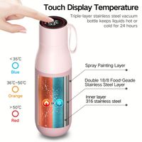 Bouteille d'eau intelligente OEM Mini en acier inoxydable 316 avec affichage de la température, contrôle par application, isolation thermique 12-24 heures, tasse portable