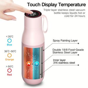 Bouteille d'eau intelligente OEM Mini en acier inoxydable 316 avec affichage de la température, contrôle par application, isolation thermique 12-24 heures, tasse portable - Product Image 5