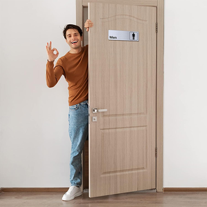 Panneaux de toilettes modernes en aluminium brossé personnalisés - Panneaux de porte de salle de bain pour hommes et femmes - Panneaux de toilettes durables conformes à la norme ADA - Product Image 5