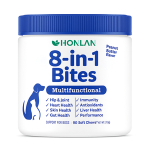 โออีเอ็ม 8 อิน 1 ไบท์ส มัลติวิตามินสำหรับสุนัขแบบเคี้ยวเนื้อนุ่ม ช่วยเสริมสร้างภูมิคุ้มกัน บำรุงผิวหนัง ข้อสะโพก สุขภาพโดยรวม วิตามินเอ ดี อี อาหารเสริมสำหรับสัตว์เลี้ยง - Product Image 1