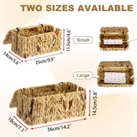 Boîte de rangement pour câbles tissée avec couvercle, panier organisateur en jacinthe d'eau, boîte organisatrice de câbles avec 2 fentes ouvertes pour bureau