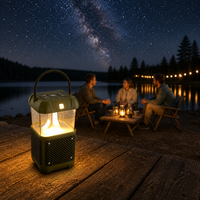 Haut-parleur portable 2-en-1 pour camping en extérieur, étanche, avec lumières LED, batterie 3600 mAh, design en plastique, idéal pour les voyages
