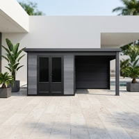 Caseta de Jardín Moderna Serie D de Fácil Instalación, Fabricada en Madera WPC y Acero, para Exteriores, con Vidrio Resistente a Impactos