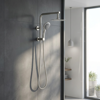 WELS-ensemble de robinets de douche de salle de bains, kit complet de douche de pluie rond chromé