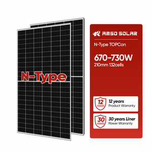 Panneau solaire monocristallin bifacial <span class=keywords><strong>Amso</strong></span> 730Wp N-type à demi-cellules, prix direct usine, pour module photovoltaïque 132 cellules, garantie 30 ans - Product Image 1