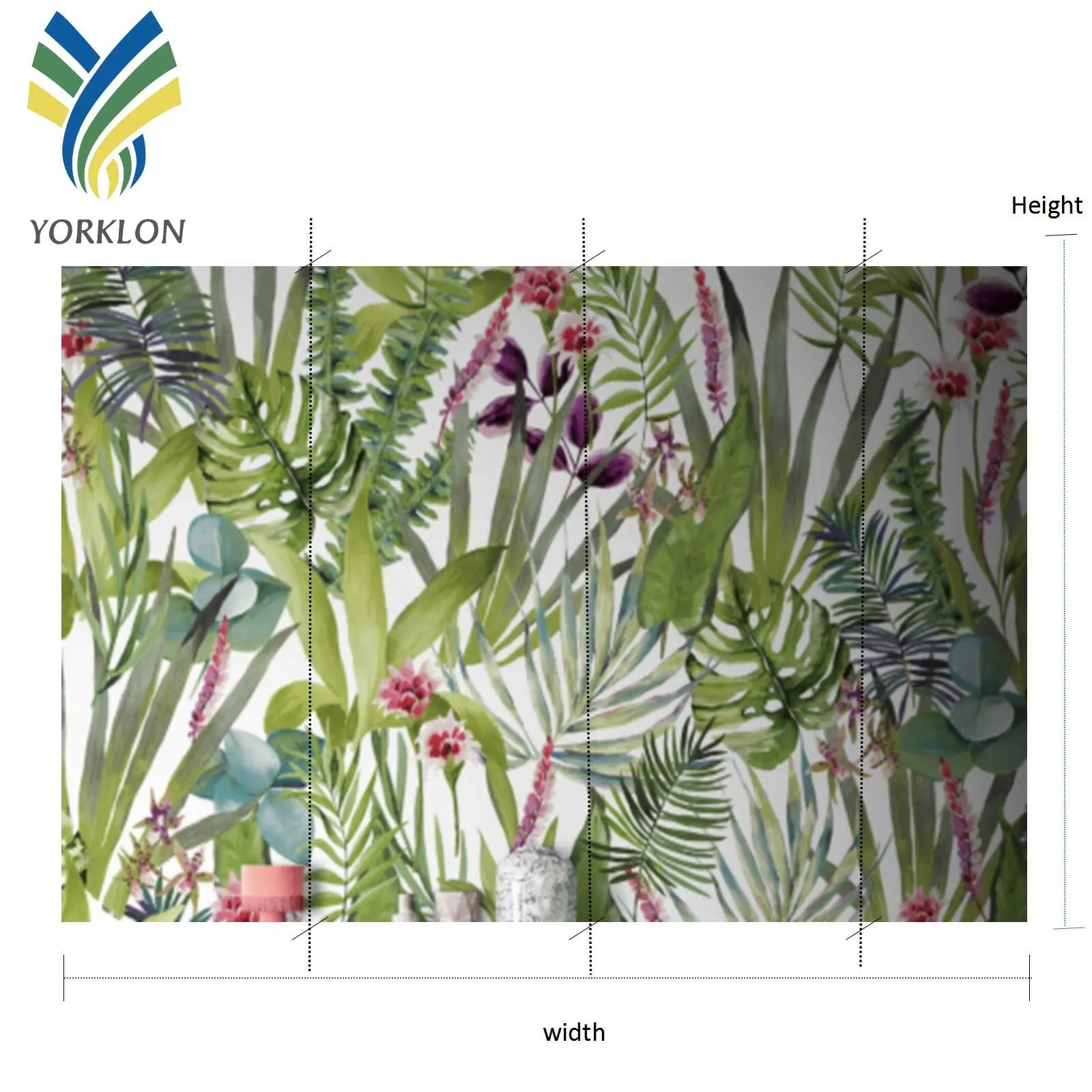 YKF-WJ 2 Custom decoration Green Leaves Botanical Woven Jungle Landscape Wallpaper Grass Cloth 3D Mural