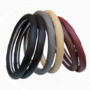Couverture de volant en peau de fibre tresse sur couverture de volant en cuir Volante <span class=keywords><strong>Auto</strong></span> couverture de roue de voiture - Product Image 2