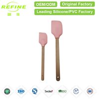 Ensemble de spatules en silicone de qualité alimentaire Refine Factory avec manche en bois de plage, outils de pâtisserie, ustensiles de cuisine, spatules à mélanger en silicone