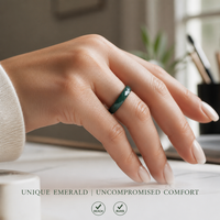 Bague d'éternité religieuse en céramique verte de 3 mm, opulente, avec finition facettée scintillante et résistance inégalée pour femme