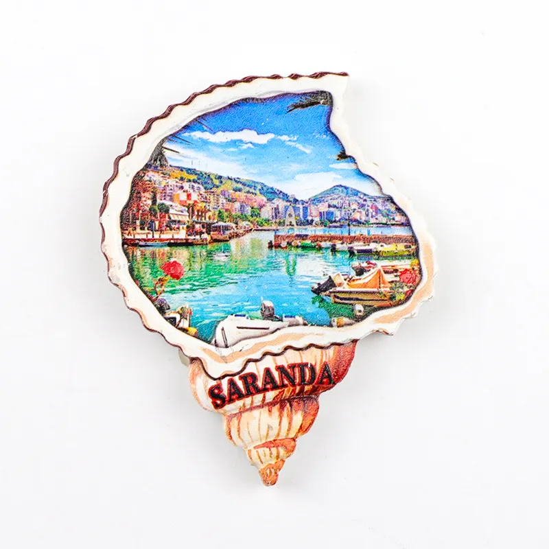 Logo stampato personalizzato conch beach mare mare resina epossidica 3d frigorifero frigorifero magnete souvenir turismo