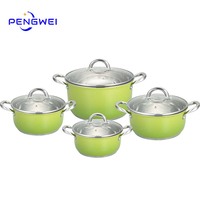 Ustensiles de cuisine en gros, Service de casseroles et poêles, marmite à soupe en acier inoxydable avec revêtement de couleur