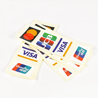 Pegatinas de logotipo personalizado JCB VISA y UnionPay, impresión a doble cara, pegatinas de serigrafía para cajeros de Centros Comerciales