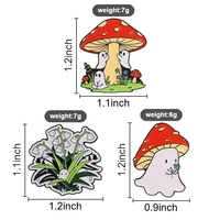 Ensemble d'épingles en émail Champignon Fantôme, motif floral forestier, badge de revers, ornement décoratif pour vêtements et sacs à dos