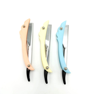 Rasoir pliant de barbier, vente chaude, durable, lame simple, acier inoxydable de qualité chirurgicale, rasoir à raser, manches en bois/plastique - Product Image 1
