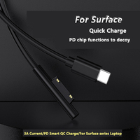 Pour Microsof Surface Pro 4 6 5 3 Go chargeur alimentation Type C DC PD câble de charge rapide 15V 3A pour Surface Pro 3/4/5/6/GO