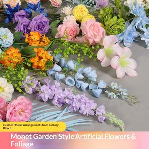 Décoration de scène de jardin Monet avec des roses artificielles, art floral, ensemble pour café, vitrine de magasin, paysage en plastique et soie - Product Image 2