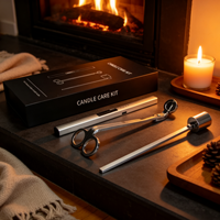 Ensemble d'accessoires de luxe pour bougies en acier inoxydable de haute qualité et écologiques : coupe-mèche et éteignoir pour bougies parfumées
