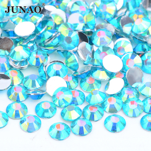 Junao พลอยเทียมคริสตัลทรงกลม2มม. 3มม. 6มม. 89สีเม็ดเพชรเรซินด้านหลังแบนใส AB สำหรับชุดเดรส - Product Image 4