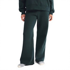 Pantalon de jogging formel surdimensionné pour femme, 100 % coton molletonné, taille mi-haute élastique, couleur unie, avec logo personnalisé OEM, idéal pour l'hiver - Product Image 1