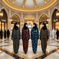 Kaftan Abaya fleuri pour femmes musulmanes grandes tailles - Robe de prière modeste en polyester respirant