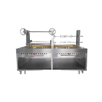 Grill rotatif commercial en acier inoxydable 18+12 kW pour grands événements, avec système de levage intelligent pour charbon de bois et rotation, pour repas interactifs