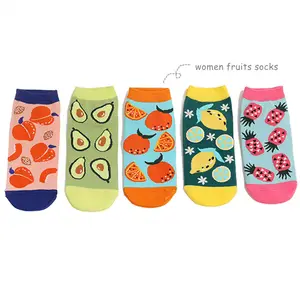 Socksmate-calcetines tobilleros con dibujos de frutas, bonitos, kawaii, aguacate, mujer, piña, melocotón, naranja, para chica