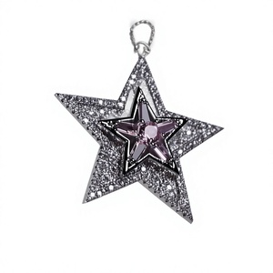 Colgante de estrella moderno para mujer, de aleación con microincrustaciones de cristal, plata 925 + moissanita y diamantes de imitación - Product Image 1