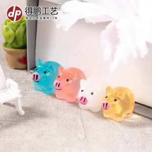 Figuritas de cerdos de resina de colores, decoraciones de paisajes en miniatura, adornos de escritorio, blanco lechoso, rojo rosa, verde, azul, naranja, rosa - Product Image 2