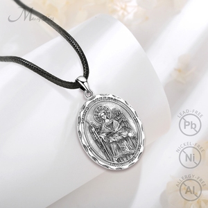 Merryshine 925 plata esterlina religiosa redonda 7 Arcángel patrón St Saint <span class=keywords><strong>Gabriel</strong></span> amuleto Collar para hombres - Product Image 4