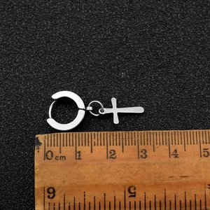 2026 Simple Design Cross Drop <b>Earrings</b> Light Luxury Hip Hop Style Unisex's Silver Plated <b>Earrings</b> Fashion Jewelry Wholesale - Product Image 4