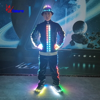 Veste LED MJ Tron Dance, Costume LED Michael Jackson Dance, Noir, Personnalisé, Ensembles Lumineux pour Adultes, 1 pièce pour Hommes, T/T