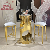 Comptoir de bar rond en acier inoxydable Table de bar en or Ensemble de table pour les fêtes