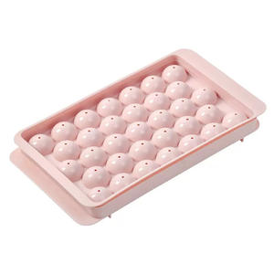 Moule à glaçons rond en plastique rose, plateau à glaçons en forme de balle avec couvercle pour la fabrication de boules de glace au réfrigérateur 34013402 - Product Image 1