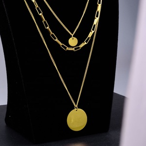 Toptan özel gravür Logo moda paslanmaz çelik sikke kolye 3 katmanlar çok katmanlı kağıt klip zincir kolye - Product Image 1