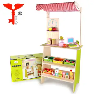 Kids mini market play set wooden military toys Mini shop play set toy for the kids play