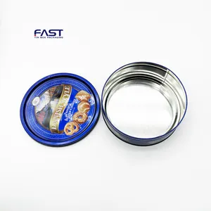 Emballage métallique rond personnalisé de qualité alimentaire, boîte en fer-blanc pour biscuits, bonbons et biscuits