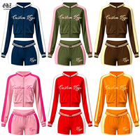 Nouveautés 2026 – Ensemble 2 pièces Y2K pour femme : veste et short en velours à rayures color-block, personnalisable