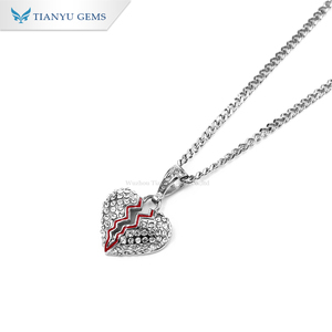 Collana da Uomo Tianyu con Moissanite, Design a Cuore Spezzato, Pendente in Oro Bianco con Diamante Moissanite - Product Image 2