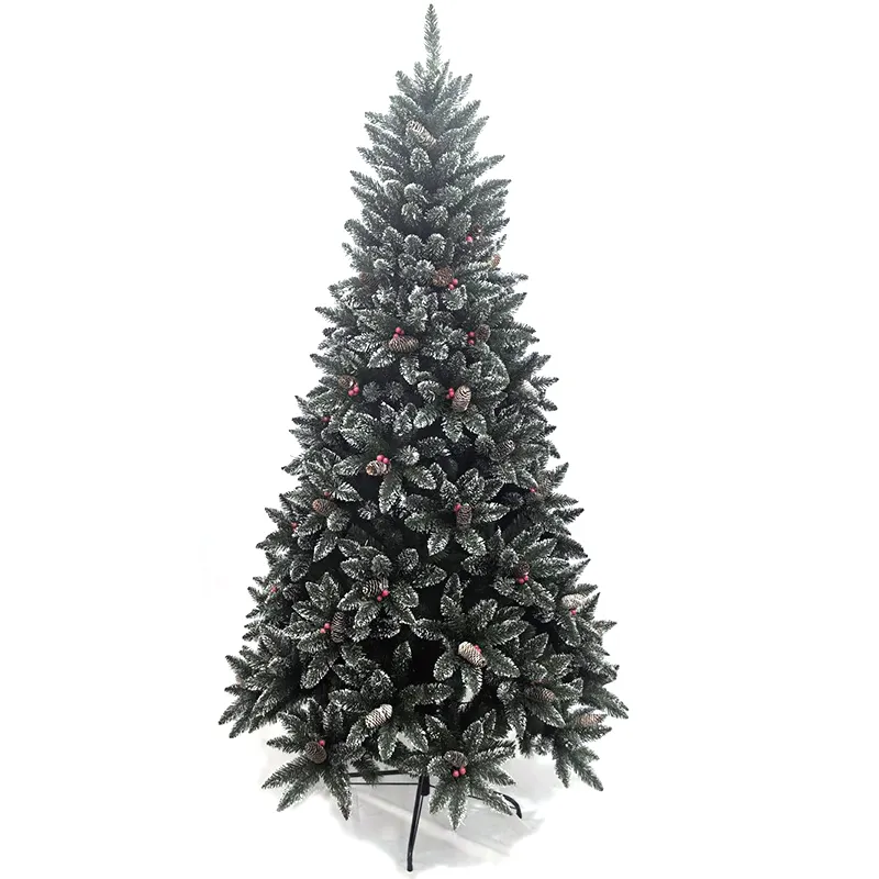 Popular Green Pvc Artificial Christmas Tree Snow Flocking Xmas Tree For Falling Snow Beautifully Decorations