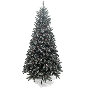 Popular Green Pvc Artificial Christmas Tree Snow Flocking Xmas Tree For Falling Snow Beautifully Decorations