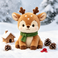 Peluche Cerf Sika Personnalisée ODM/OEM, Adorable Faon Tacheté avec Écharpe Verte, Jouet Promotionnel Doux