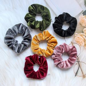Katı renk fermuar depolama saç bağları bant aksesuarları Bun lastik toka Zip cep fermuar ile Scrunchy kadife Scrunchies - Product Image 5