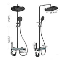 Ensemble de douche à pommeau rond Panneau de commande en verre LED Affichage numérique Aluminium Construction Thermostatique