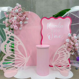 การตกแต่งงานปาร์ตี้สีชมพูแบบเรียบแผ่นกระดานพื้นหลังขอบคลื่นอะคริลิคสำหรับงานแต่งงานงานเลี้ยงวันเกิด - Product Image 1