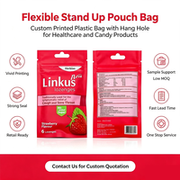 Sachet Doypack Personnalisé Imprimé avec Trou de Suspension, Scellable à Chaud, Fermeture Éclair, Emballage Plastique pour Bonbons et Comprimés Médicaux