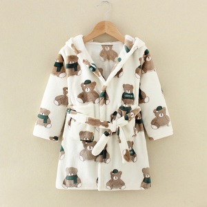 <span class=keywords><strong>Peignoir</strong></span> en flanelle <span class=keywords><strong>de</strong></span> polyester imprimé à manches longues et à capuche pour enfants, automne/hiver, pyjama mignon pour garçons et filles - Product Image 5