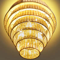 Lámpara de Techo Colgante Redonda de Siete Niveles de Cristal de Lujo Moderno, Lámpara de Techo LED de Latón para Sala de Estar, Hotel, Villa, Decoración