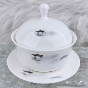 White Porcelain Traditional Chinese Dinnerware Set Cup Kit Blue-and-white Pattern Dishwasher Safe Lid Bowls Plates Cups for Home - Product Image 6