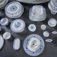 P & T Royal Vaisselle Exquise et Pratique Vaisselle en Porcelaine Bleue et Blanche de Haute Qualité avec Certificat de Sécurité