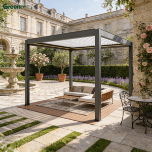 Pergola bioclimatique en aluminium imperméable pour jardin extérieur, avec toit à lamelles orientables électriques, véranda - Product Image 1